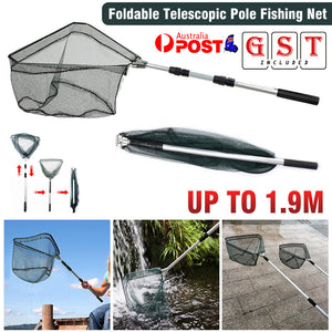 Fishing Net Landing Mesh Fish Catch Tool Telescopic Pole Folding Handle Foldable