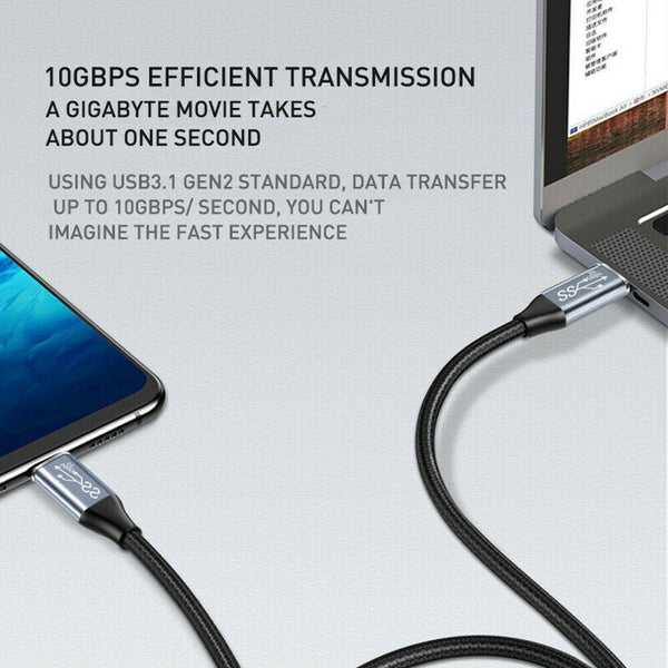 USB-C To USB-C 3.1 Gen 2 Cable Fast Charging 10Gbps 4K 100W Video Data Transfer