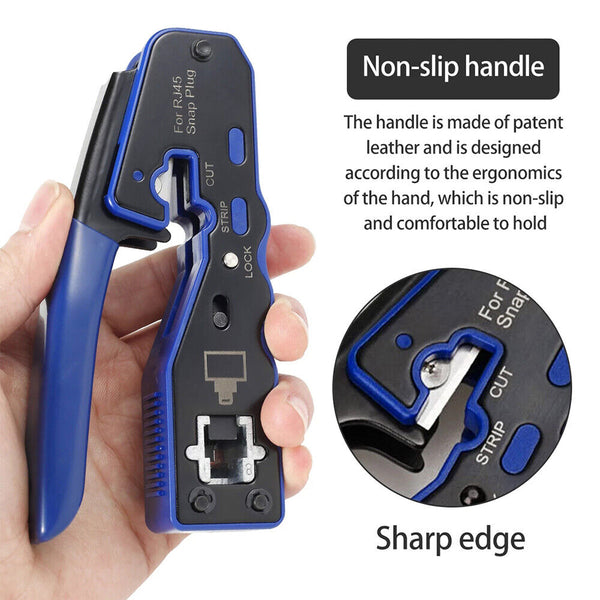 RJ45 EZ Crimper Cat5e 6 7 HD Pass Through Network Connector Crimping LAN Tool AU