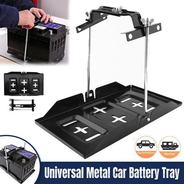 Universal Metal Car Battery Tray Adjustable Hold Down Clamp Bracket Kit Cycle AU