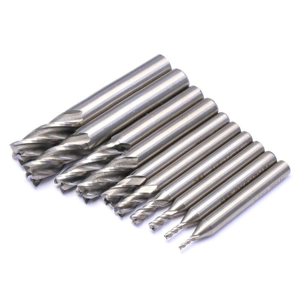 10Pcs 4 Flute Milling Drill Bit Cutter Carbide End Mill CNC Tools 2-10mm Milling