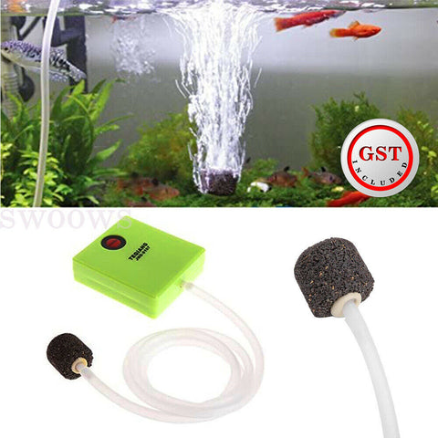 Aquariums Fish Tank Air Pump Dry Battery Operated Aerator Oxygen With Air Stone