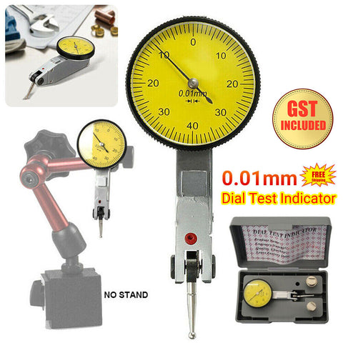 0.01mm Dial Test Indicator DTI Gauge Magnetic Metric Precision Clock Gauge & Box