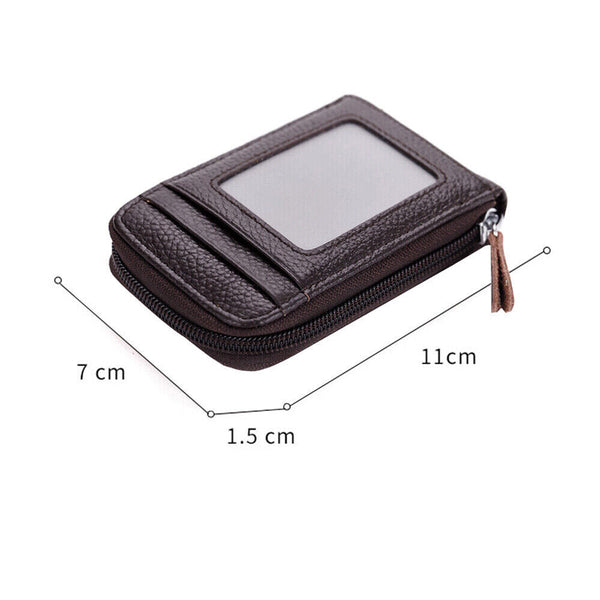 RFID Blocking Leather Wallet Anti-theft Credit Card Holder Men Women Coin Purse