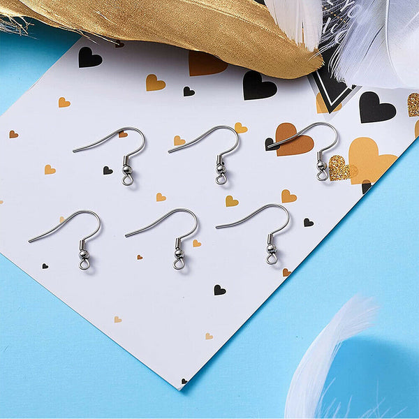 Up 200x Earring Hooks For Sensitive Ears Hypoallergenic 304 Stainless Steel 20mm