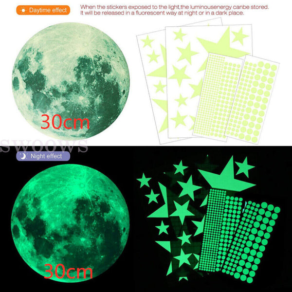 435 Wall Stickers Luminous Stars Moon Planet Glow In The Dark Nursery Kids Room