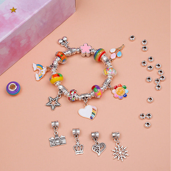 Beads Jewellery Charms Pendant Set DIY Craft Girls Kids Gift Bracelet Making Kit