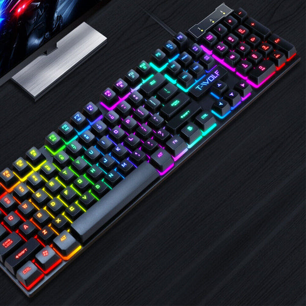 Wired USB Mechanical Gaming 104 Keys Keyboard RGB LED Backlit For Windows PC