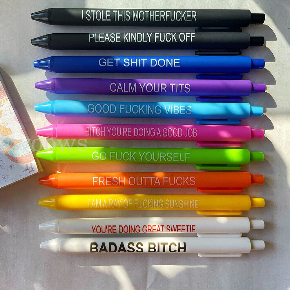 AU Motivational Badass Pen Set, 5Pieces Funny Daily Ballpoint Pens