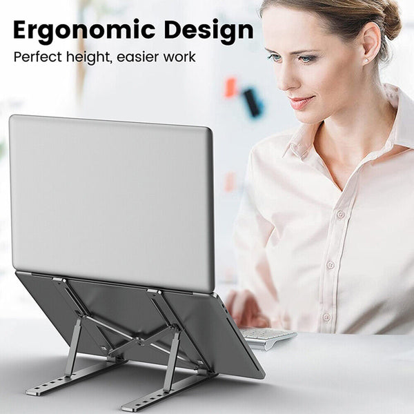 Portable Adjustable Metal Laptop Stand Foldable Desktop Tripod Tray NEW