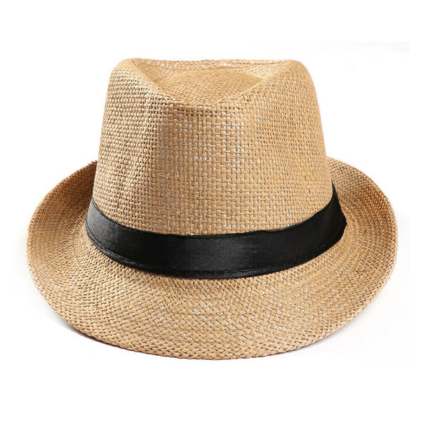 Unisex Men Women FOR Fedora Trilby Wide Brim Straw Cap Beach Sun Gentleman Hat