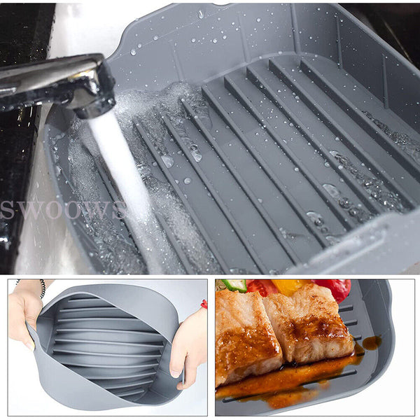 Reusable Air Fryer Accessories Basket Silicone Pot Baking Tray Mat Oven Nonstick