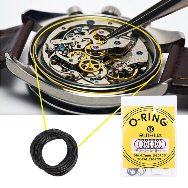 200pcs Waterproof O-Ring Watch Back Seal Gaskets Watch Repair Tool (0.7mm) AU