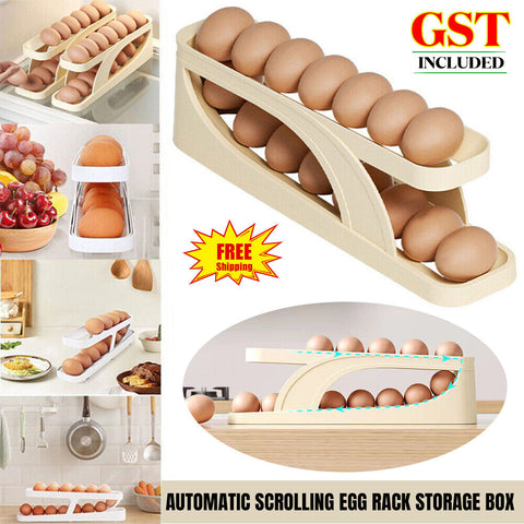 Automatic Scrolling Egg Rack Holder Storage Box Container Refrigerator Durable