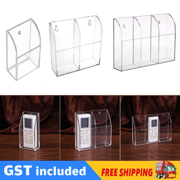 TV Remote Control Holder Wall Mount Clear Acrylic Organizer Stand Box Storage AU