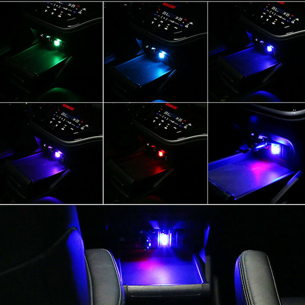 2x USB LED Mini Car Light Neon Atmosphere Ambient Bright Lamp Light Accessories