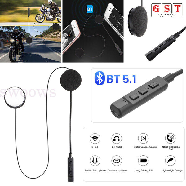 Motorcycle Helmet Headset Wireless Bluetooth 5.1 Headphone Speaker Rechargeable