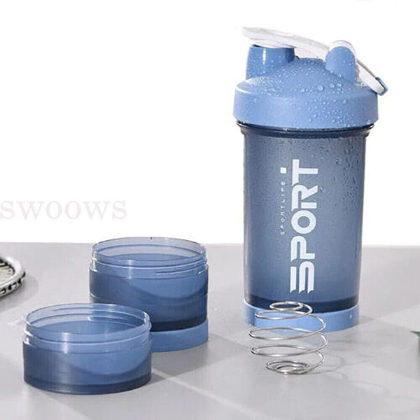 Powder Milkshake Drink Cup Sport Water bottle 500ml 3 tier Protein Shaker Pill