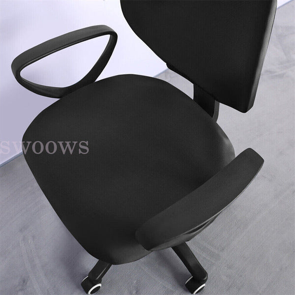 Set Spandex Stretch Computer Chair Cover Home Office Chairs Seat Case (Black)