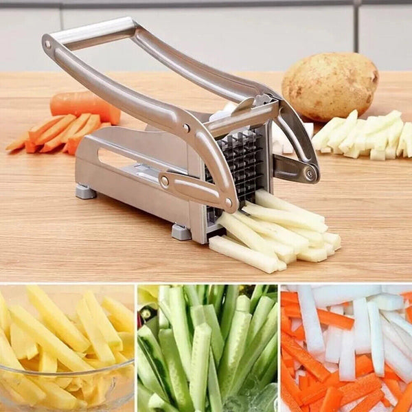 Stainless French Fries Slicer Potato Chip Cutter Chipper Chopper Maker +2 Blades