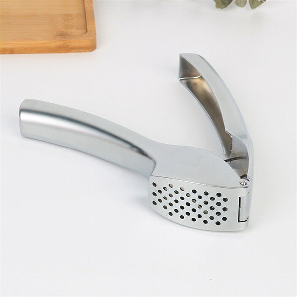 Garlic Press Crusher Stainless Steel Kitchen Mincer Masher Squeezer Tool Silver