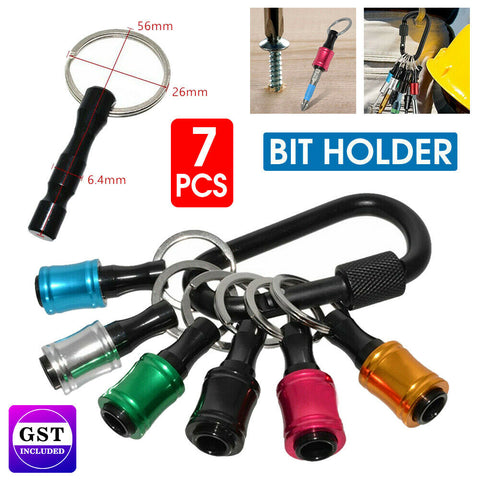 7PC Hex Shank Screwdriver Bit Holder Extension Bar Tough Keychain Driver Keyring