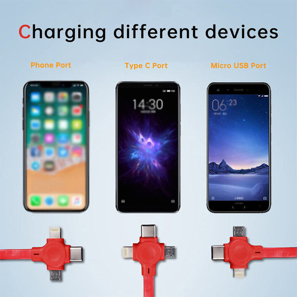 3 in 1 Multi USB Charger Charging Cable Cord For iPhone Samsung Google Android