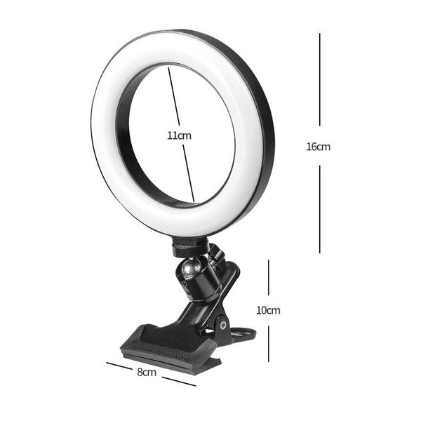 6 inch USB Video Conference Lighting Clip on LED Ring Light for Laptop Monitor