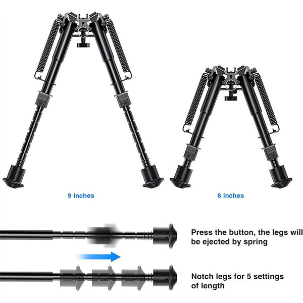 6"-9" Height Sniper Rifle Swivel Sling Bipod Adjustable Hunting Mount Stand AU