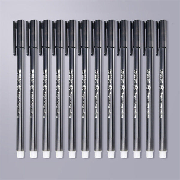 12Pcs 0.5mm Erasable Pen Black / Blue Gel Ink Roller Ball Pens Set School Kids