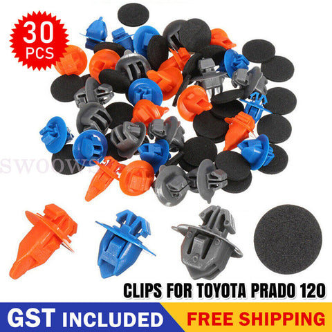 30pcs Front Door Trim Body Moulding Repair Panel Clip Kit For Toyota Prado 120