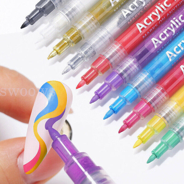 10x Nail Art Graffiti Pens Waterproof Drawing Painting Liner Brush Manicure