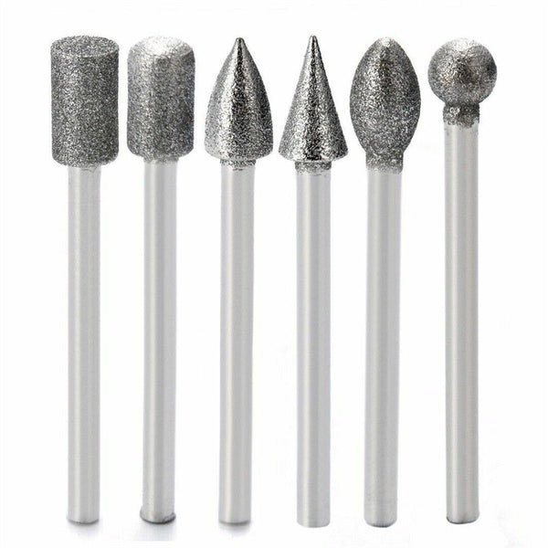 20pcs 6mm Head Diamond Burr Grinding For Dremel Rotary Drill Bit 3mm Shank Tool