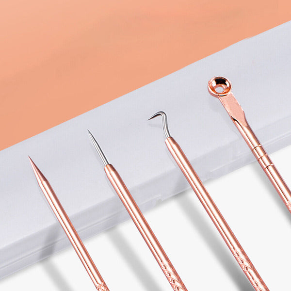 4pcs Blackhead Remover Tool Pimple Popper Pore Blemish Comedone Acne Cleaner