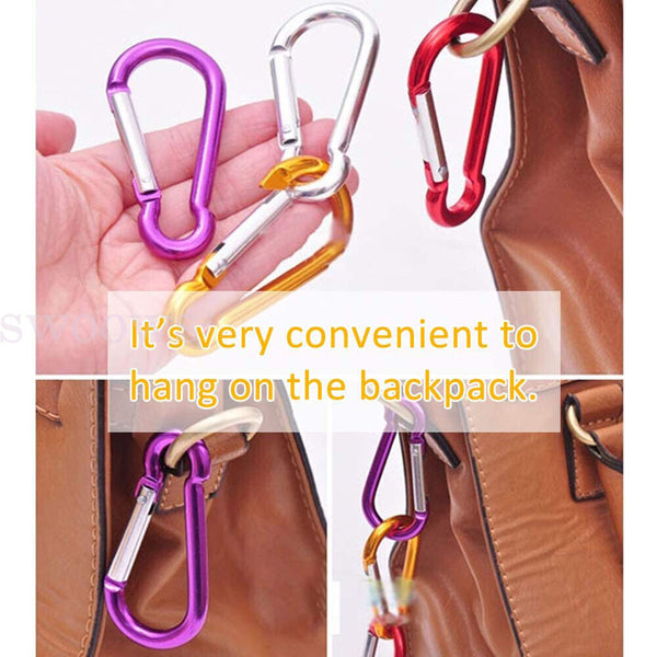 UP 100pcs Aluminum Carabiner Snap Hook D-Ring Clip Key chain Clips Clasp Hiking