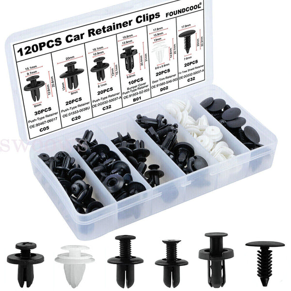 120PCS Car Body Trim Clips Fastener Rivet Retainer Bumper Panel Push Pin Kit Set