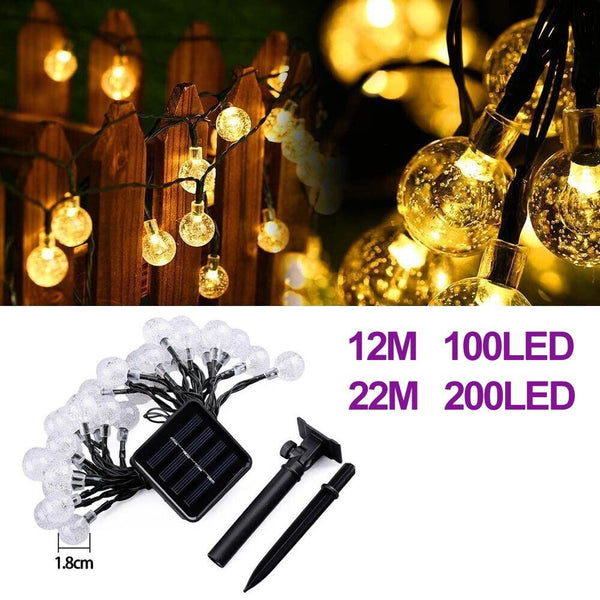 100/200LED Solar Globe String Lights Fairy Festoon Outdoor Garden Party Decor AU