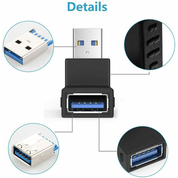 Angle Extension Extender 90 Degree USB 3.0 A male to female Adapter Connector