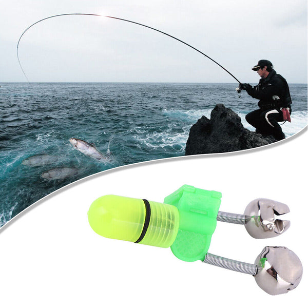 10x Night Fishing Twin Ring Light Bite Alarm Bells LED Outdoor Clip Rod Tip