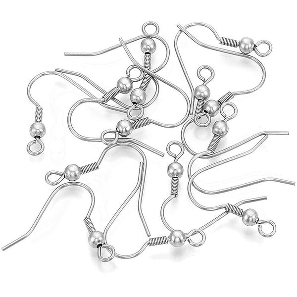 Up 200x Earring Hooks For Sensitive Ears Hypoallergenic 304 Stainless Steel 20mm