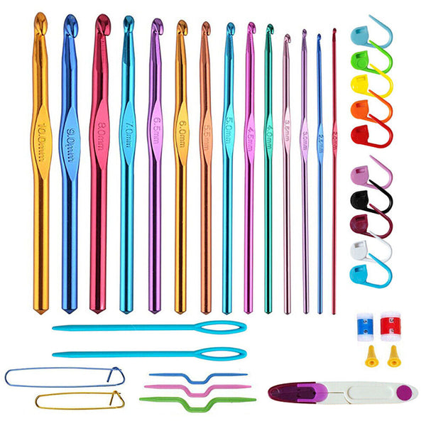 50Pcs Hooks Set Aluminum DIY Weave Craft Crochet Sewing Tools Knitting Needles