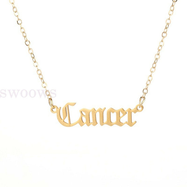 Horoscope Zodiac Star Sign Pendant Old English Necklace Gold Jewellery Chain