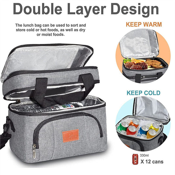 Outdoor Portable Lunch Bag Thermal Insulated Food Container Cooler Bag26x19x21CM