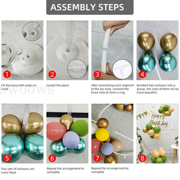 160cmx73cm Circle Balloon Arch Frame Balloons Stand Holder Wedding Column Kit