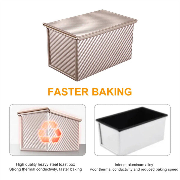 Non-stick Toast Box Loaf Bread Tin Pan Mold With Lid Kitchen Baking Tool AU