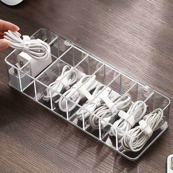 8Grids USB Cable Storage Box with Lid Desktop Wire Organizer Holder  Home Office