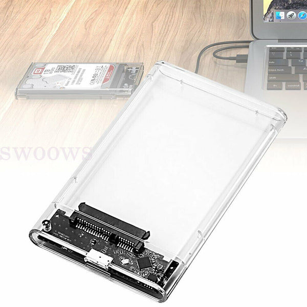 Hard Drive Enclosure USB 3.0 To SATA 2.5" External HDD SSD Case Disk TRANSPARENT