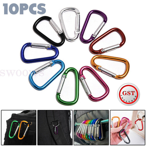 UP 100pcs Aluminum Carabiner Snap Hook D-Ring Clip Key chain Clips Clasp Hiking