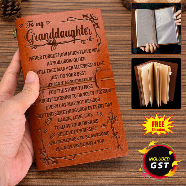 A6 To My Granddaughter Engraved Leather Journal Notebook Gift Travel Craft HG