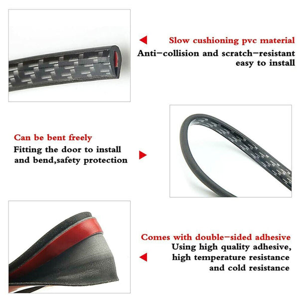 5M Carbon Fibre Car Door Anti Collision Strip Bumper Trim Edge Scratch Protector